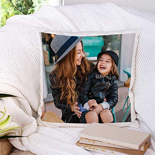 Fotoprix Cojín Personalizado con Foto y Texto | Relleno Incluido | Regalo Original con Fotos | Cojín Decorativo | Varios tamaños y Formas | 45 x 45 cms