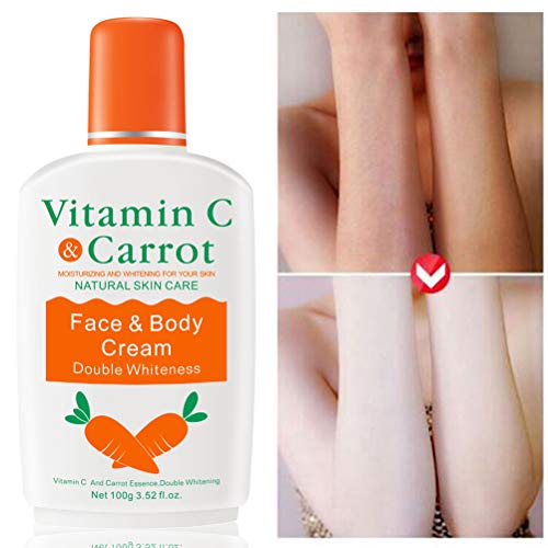 Fovely Crema para el Cuidado de la Piel - 100ml Vitamina C Zanahoria Crema Facial para el Cuerpo Blanqueamiento de la Piel Hidratante Loción Corporal Crema para aclarar la Piel