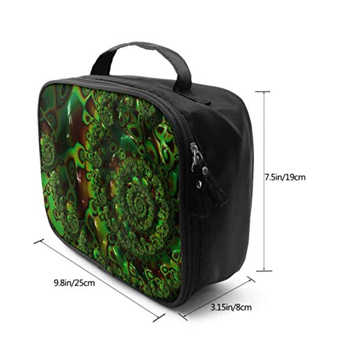 Fractales Verde Resumen Matemática Julia Set Viaje Bolsa de Maquillaje Organizador Tamaño de Viaje Bolsa de cosméticos Bolsa de Maquillaje Linda Bolsa Impresa multifunción para Mujeres