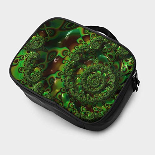 Fractales Verde Resumen Matemática Julia Set Viaje Bolsa de Maquillaje Organizador Tamaño de Viaje Bolsa de cosméticos Bolsa de Maquillaje Linda Bolsa Impresa multifunción para Mujeres