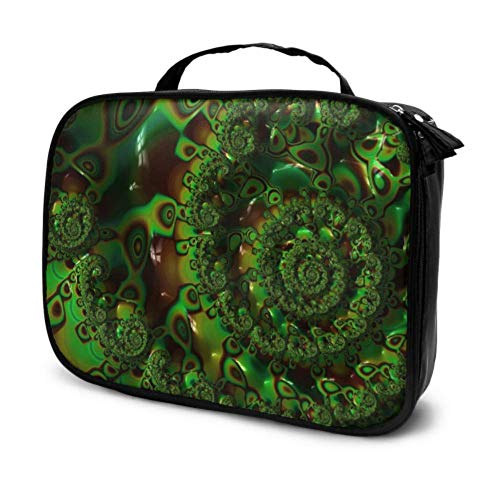 Fractales Verde Resumen Matemática Julia Set Viaje Bolsa de Maquillaje Organizador Tamaño de Viaje Bolsa de cosméticos Bolsa de Maquillaje Linda Bolsa Impresa multifunción para Mujeres