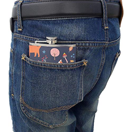 Frascos para beber para alcohol, sin costuras Comic Cartoon Cute Fox Vector 8 oz Petaca de acero inoxidable para licor para hombres