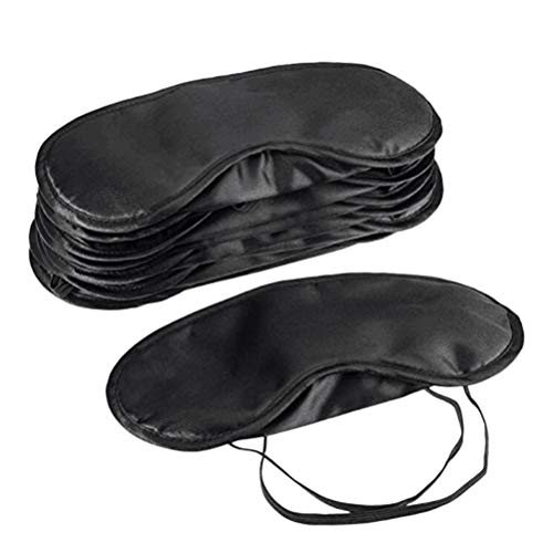 Frcolor 10pcs Poliéster Máscara para dormir Blindfold Portátil Sombreado Eyepatch Eyeshade Eye Cover (Negro)
