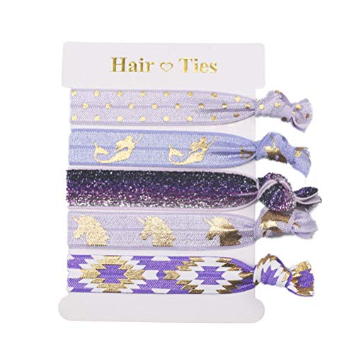 Frcolor 20 Unids Unicornio Anudado Nudo Estiramiento Lazos de pelo Titulares de cola de caballo Cinta elástica Pulsera de pelo Accesorios de peinado para mujeres de niña Decoraciones para el cabello