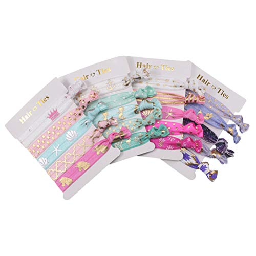 Frcolor 20 Unids Unicornio Anudado Nudo Estiramiento Lazos de pelo Titulares de cola de caballo Cinta elástica Pulsera de pelo Accesorios de peinado para mujeres de niña Decoraciones para el cabello