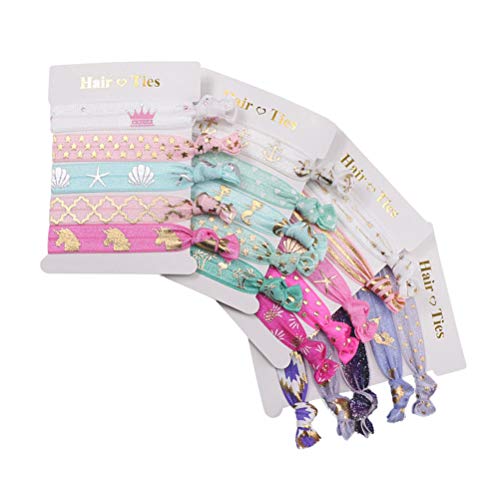 Frcolor 20 Unids Unicornio Anudado Nudo Estiramiento Lazos de pelo Titulares de cola de caballo Cinta elástica Pulsera de pelo Accesorios de peinado para mujeres de niña Decoraciones para el cabello