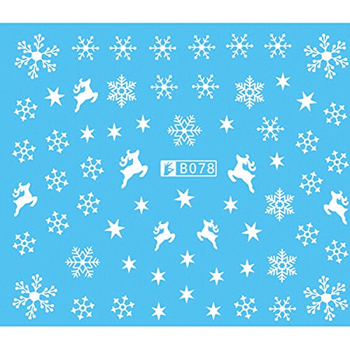 Frcolor 5pcs de uñas de arte pegatinas Navidad nieve de uñas de arte pegatinas pegatinas decoración diseño de copo de nieve