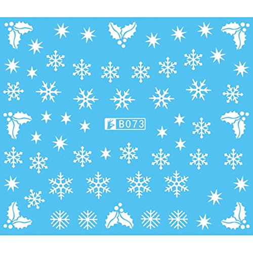 Frcolor 5pcs de uñas de arte pegatinas Navidad nieve de uñas de arte pegatinas pegatinas decoración diseño de copo de nieve