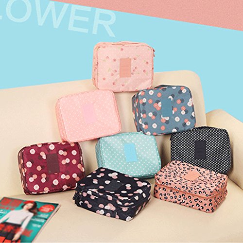 Frcolor Bolsa de Cosméticos, Bolsa de Viaje Portátil Multifunción Impresa, Perfecta para Su Viaje y Vida Diaria (azul oscuro)