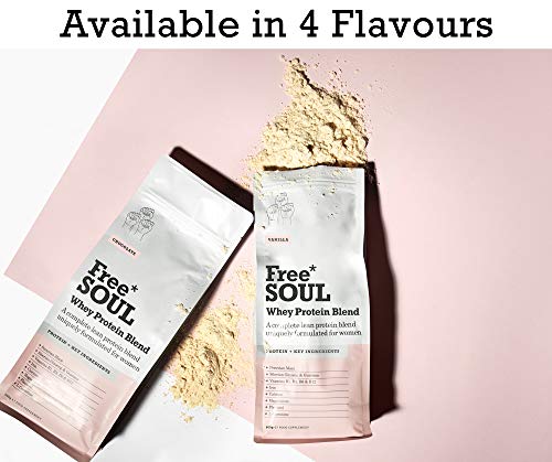Free Soul Proteína Whey en Polvo Mujer/Whey Protein | 80% Con Ingredientes Naturales para la Nutrición, Equilibrio Hormonal, Mental y Energético | sin Gluten o Soja | 600g Chocolate
