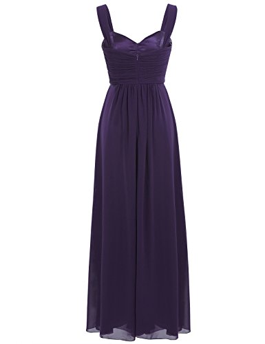 Freebily Vestido Elegante de Boda Fiesta Cóctel para Mujer Dama de Honor Vestido Largo Verano Morado Oscuro 34