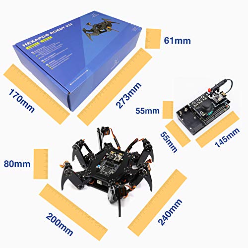 Freenove Hexapod Robot Kit with Remote (Compatible with Arduino IDE Raspberry Pi OS), App Remote Control, Walking Crawling Twisting Spider Servo Stem Project