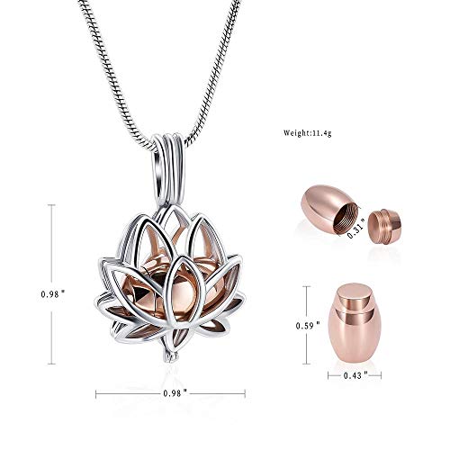 frenluy Collar De Cenizaembudo Nuevo Diseño Plata Lotus Hold Rosa Oro Mini Urna Acero Inoxidable Cremación Joyas Colgante Collar para Cenizas