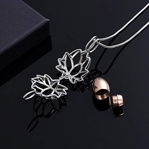 frenluy Collar De Cenizaembudo Nuevo Diseño Plata Lotus Hold Rosa Oro Mini Urna Acero Inoxidable Cremación Joyas Colgante Collar para Cenizas