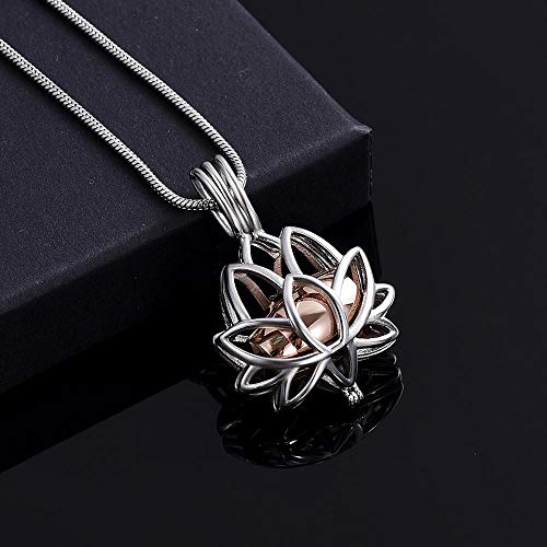 frenluy Collar De Cenizaembudo Nuevo Diseño Plata Lotus Hold Rosa Oro Mini Urna Acero Inoxidable Cremación Joyas Colgante Collar para Cenizas