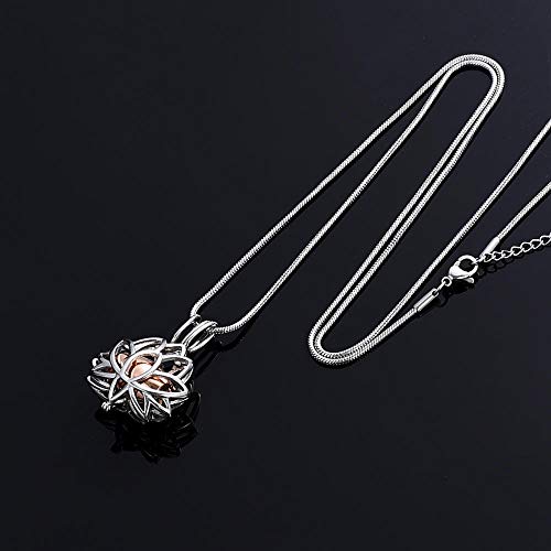 frenluy Collar De Cenizaembudo Nuevo Diseño Plata Lotus Hold Rosa Oro Mini Urna Acero Inoxidable Cremación Joyas Colgante Collar para Cenizas