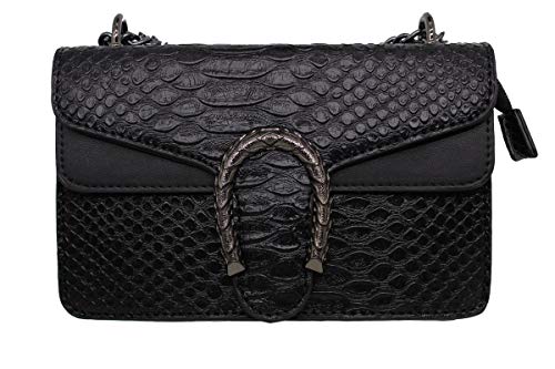 Fridays - Bolso bandolera para mujer, aspecto de piel sintética, color Negro, talla Medium