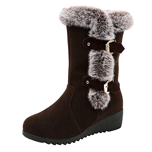friendgg Mujer bota botas de nieve invierno hacha äufig gemütlich Warmer Peluche Rodillera Botas planas Botas larga Botas Negro, Caqui, Amarillo