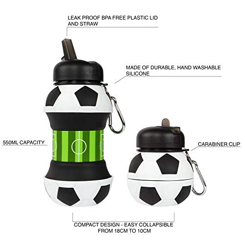 Fringoo Botella Silicona Colgable Bebida para Niños 500ml/17oz Silicone Collapsible Drink Bottle For Kids 500 ml / 17 oz con Clip Mosquetón A Prueba de Fugas Sin BPA Botella Bebidas Viajes Deportes