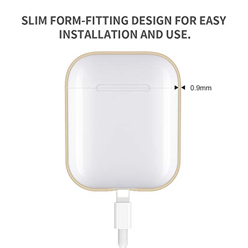 FRTMA Compatible with Apple Airpods Case PC Protective Cover & Anti-Lost Lanyard Apple Airpods 1st Gen Accessories Kits(Champagne Gold)