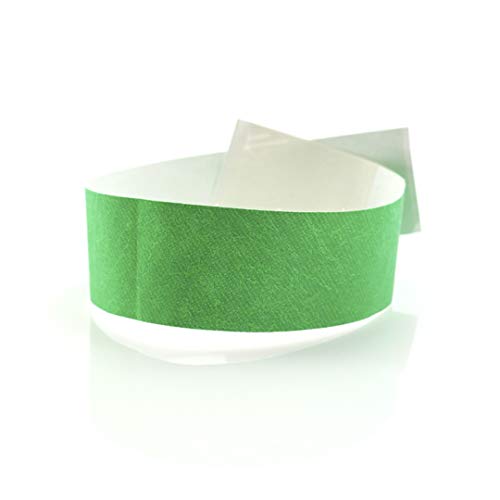 Fun Fan Line - 200 unidades Pulseras identificativas 25 mm de papel tyvek. Pulseras de control numeradas con cierre adhesivo. Intransferible y resistente al agua. (Color Verde)