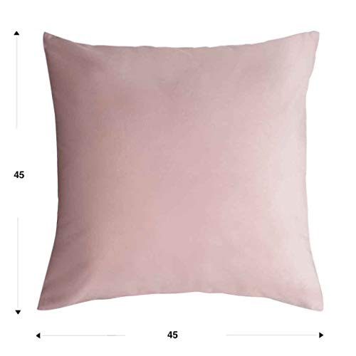 Funda cojín Velvet 100% poliéster, Color Rosa. Terciopelo Liso, Un básico Ideal 45x45 cm.