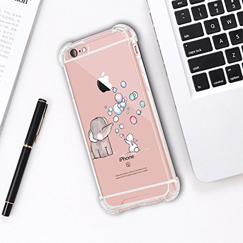 Funda Compatible con iPhone 6 6S Carcasa Silicona Transparente Protector TPU Airbag Anti-Choque Ultra-Delgado Case para Teléfono Apple iPhone 6/6S Caso Caja (iPhone 6/6S, Elefante 01)