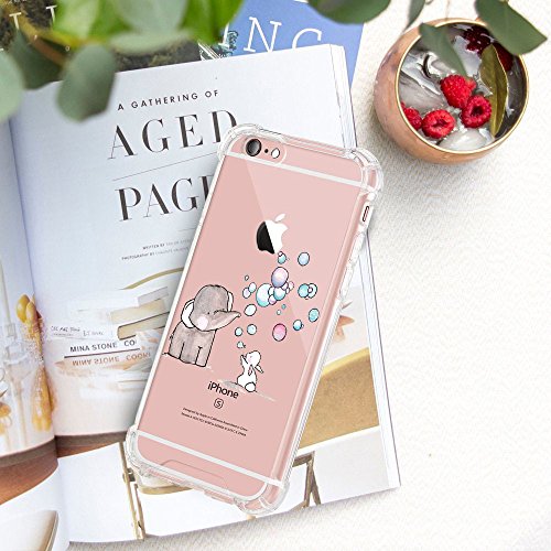Funda Compatible con iPhone 6 6S Carcasa Silicona Transparente Protector TPU Airbag Anti-Choque Ultra-Delgado Case para Teléfono Apple iPhone 6/6S Caso Caja (iPhone 6/6S, Elefante 01)