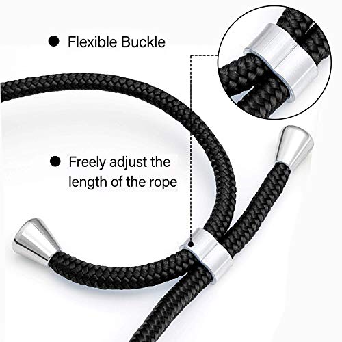 Funda con Cuerda para Apple iPhone 6 / 6s, Carcasa Transparente TPU Suave Silicona Case con Correa Colgante Ajustable Collar Correa de Cuello Cadena Cordón para iPhone 6 / 6s - Negro