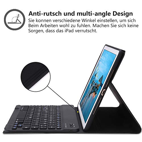 Funda con Teclado iPad 10.2 Español,Dingrich Funda Teclado (Incluye Ñ) para iPad 10.2 2019 7ª Generación/iPad 8 2020/10.5 2017 / Air 3,Teclado Bluetooth Desmontable Auto Sleep/Wake Cubierta Magnétic