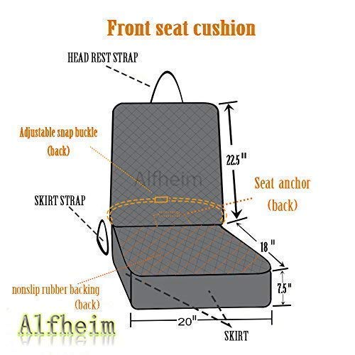 funda de asiento vehicular adaptable al animal mascota, la funda de asiento anti-desgaste Alfheim adaptable al animal mascota, montada en los asientos de fila delantera vehicular, está equipada con la ancla de fijación, la funda de asiento con fondo de ca