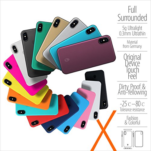Funda iPhone X,Ultra Delgada y Minimalista y ligera ,Funda iPhone X Ultra Delgada, iPhone X Funda delgada con pantalla de cristal templado gratis Protector [NO LOGO en la carcasa del móvil]