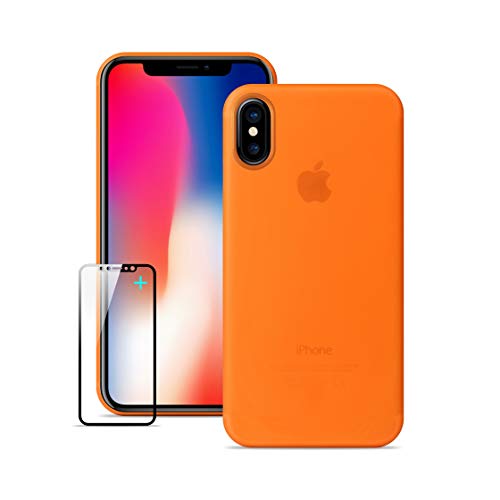 Funda iPhone X,Ultra Delgada y Minimalista y ligera ,Funda iPhone X Ultra Delgada, iPhone X Funda delgada con pantalla de cristal templado gratis Protector [NO LOGO en la carcasa del móvil]