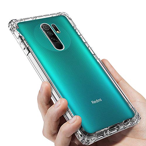 Funda para Xiaomi Redmi 9 con [2 Pack] Cristal Templado Protector de Pantalla, Suave TPU Transparente Gel Silicona Anti-caída Protectora Carcasa para Xiaomi Redmi 9 (6.53 Pulgadas)