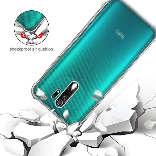 Funda para Xiaomi Redmi 9 con [2 Pack] Cristal Templado Protector de Pantalla, Suave TPU Transparente Gel Silicona Anti-caída Protectora Carcasa para Xiaomi Redmi 9 (6.53 Pulgadas)