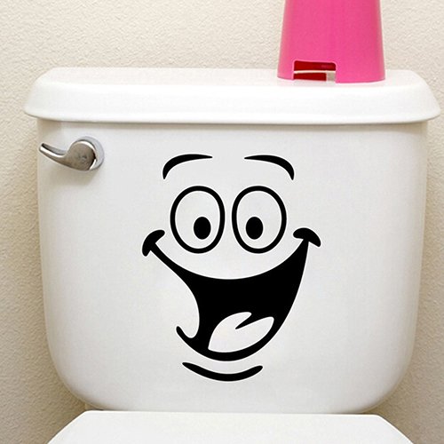 Funny Smiley cara para WC ba?o cocina pared adhesivo habitación Art Decor, pvc, One Color, talla única