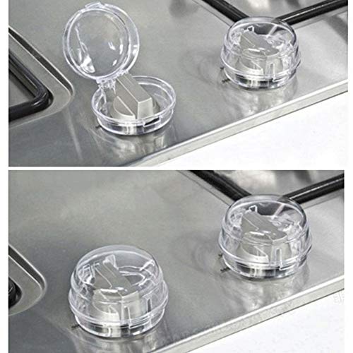 Further - Juego de 6 cubiertas de botón de sartén, transparentes, para niños, para niños, para cocina, cocina de gas, mango de seguridad, botón para guardar pequeños botones de gas
