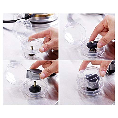 Further - Juego de 6 cubiertas de botón de sartén, transparentes, para niños, para niños, para cocina, cocina de gas, mango de seguridad, botón para guardar pequeños botones de gas