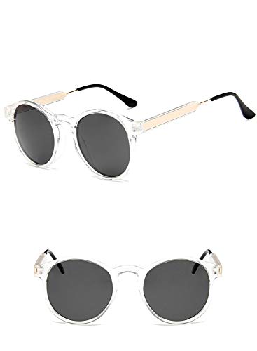 FUZHISI Gafas de Sol Retro Gafas de Sol Redondas Mujeres Hombres Gafas de Sol Transparentes Femeninas Hombres