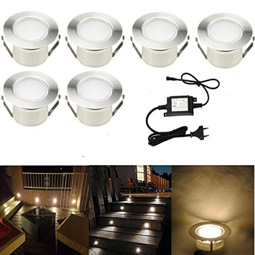 FVTLED 6er Set Ø61mm LED Bodenstrahler Bodeneinbauleuchten Boden Licht IP67 DC12V Wasserdicht Einbauleuchten Außen Terrasse Küche Garten Lampe