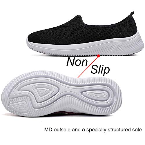 Gaatpot Zapatillas Casual para Mujer Mesh Calzados para Correr en Asfalto Zapatillas de Estar por Casa Calzado Deportivo de Exterior Negro 37.5/38EU