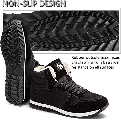 Gaatpot Zapatos Invierno Botas Forradas de Nieve Zapatillas Sneaker Botines Planas para Hombres Mujer Negro EU 40.5 = CN 42