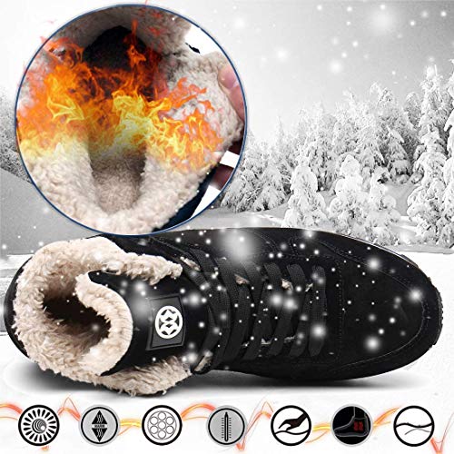 Gaatpot Zapatos Invierno Botas Forradas de Nieve Zapatillas Sneaker Botines Planas para Hombres Mujer Negro EU 40.5 = CN 42