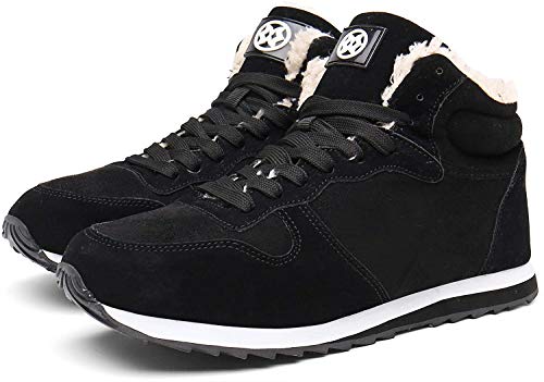 Gaatpot Zapatos Invierno Botas Forradas de Nieve Zapatillas Sneaker Botines Planas para Hombres Mujer Negro EU 40.5 = CN 42
