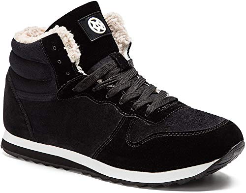 Gaatpot Zapatos Invierno Botas Forradas de Nieve Zapatillas Sneaker Botines Planas para Hombres Mujer Negro EU 40.5 = CN 42