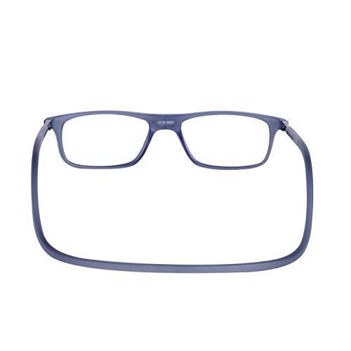 Gafas de Lectura Magnéticas Plegables para Hombre y Mujer +1.0 (45-49 años) Presbicia Vista Montura Regulable Colgar del Cuello y Cierre con Imán, Transparente Gris