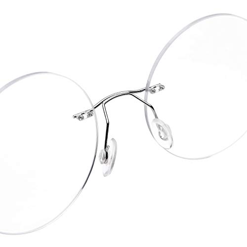 Gafas de lectura redondas sin montura Gafas de lectura ligeras de titanio Hombres Mujeres +1.75 Aumento
