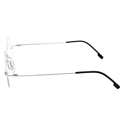 Gafas de lectura redondas sin montura Gafas de lectura ligeras de titanio Hombres Mujeres +1.75 Aumento