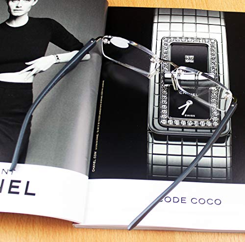 Gafas de Lectura Sin Montura Vista Cansada Presbicia,Gafas de Hombre y Mujer Unisex con Montura de Pasta, Bisagras Standard, Para Leer, Ver de Cerca (+3.0, Negro)