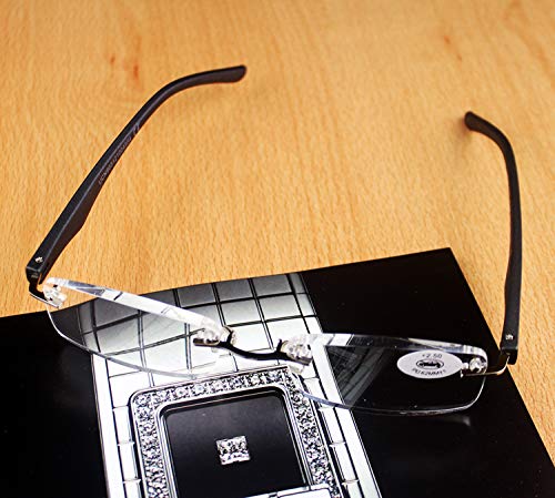 Gafas de Lectura Sin Montura Vista Cansada Presbicia,Gafas de Hombre y Mujer Unisex con Montura de Pasta, Bisagras Standard, Para Leer, Ver de Cerca (+3.0, Negro)